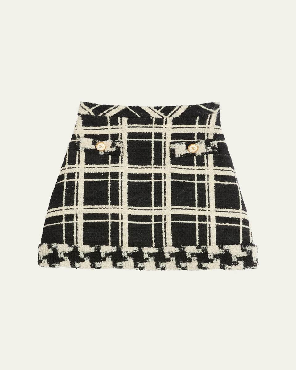 Macro Check Tweed Mini Skirt